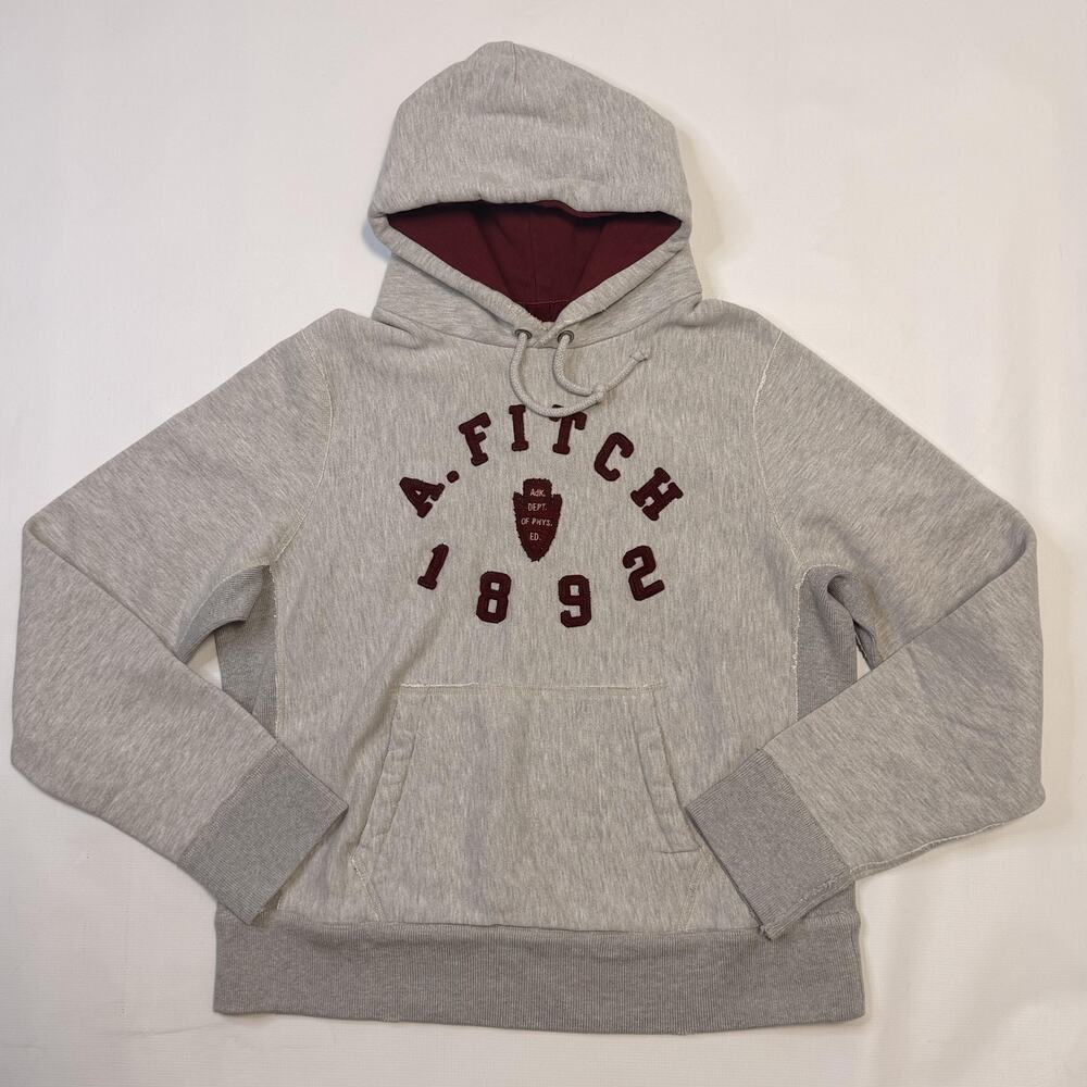 Abercrombie & Fitch Hoodie Mens XL Gray A Fitch 1892 Graphic Pullover Sweatshirt
